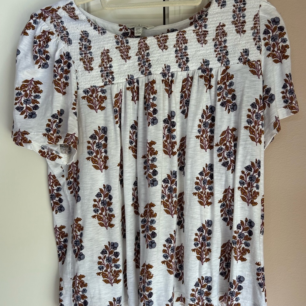 Floral Print White Top